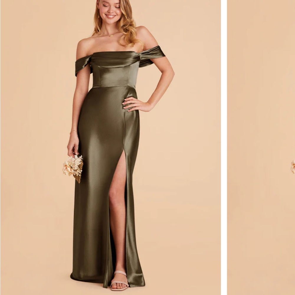 Birdy Grey Mia Convertible Dress in Olive Shiny Satin